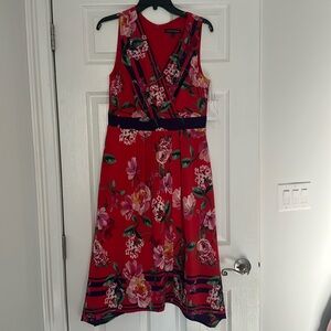 Chris McLaughlin Sleeveless Red Floral Dress - 8